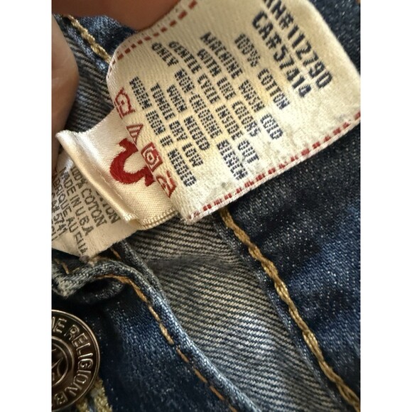 True Religion Mens Boot Cut Jeans 40 X 32 Flap Pockets Medium Wash Made In USA - Picture 5 of 8